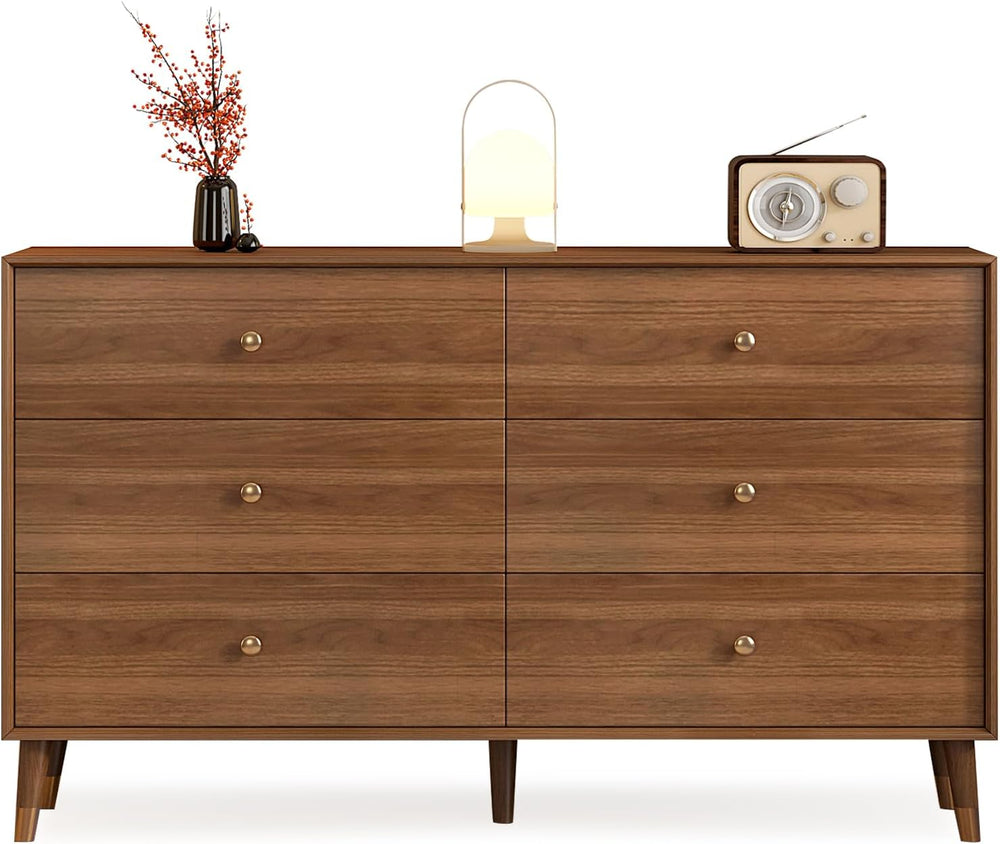 Messenya Dresser for Bedroom, 47 Inch 6 Drawer Wooden Chest of Drawers