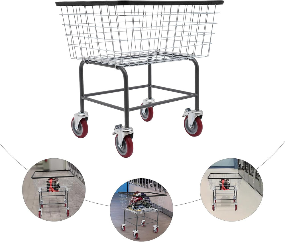 Laundry Cart,Steel Wire Laundry Cart,Laundry Basket With Wheels,Heavy Duty Co...
