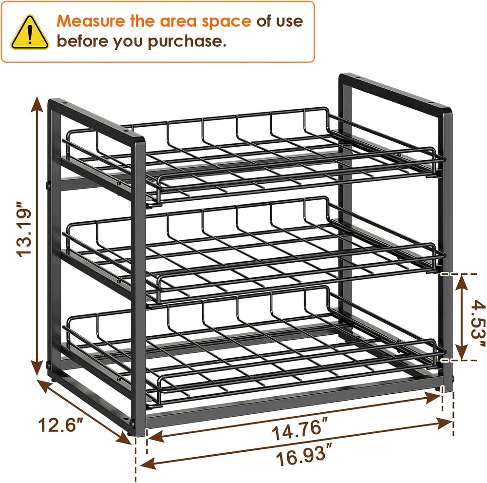 3-Tier Stackable Can Organizer for Pantry, Pull Out Can Rack, Black