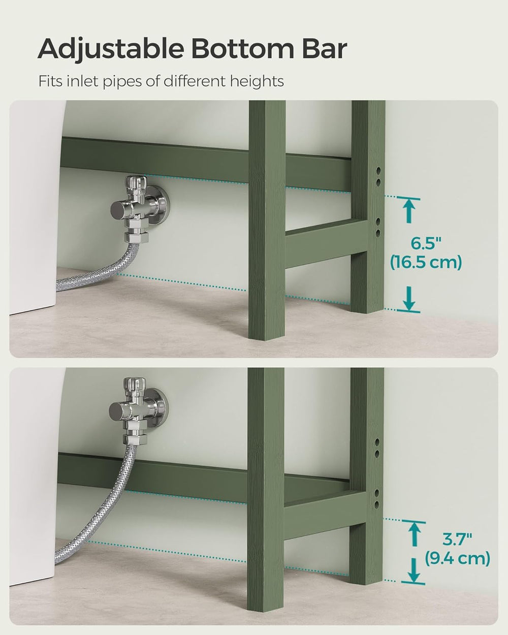 SONGMICS 3-Tier Bamboo Over The Toilet Storage, Adjustable Shelf, 66.9'