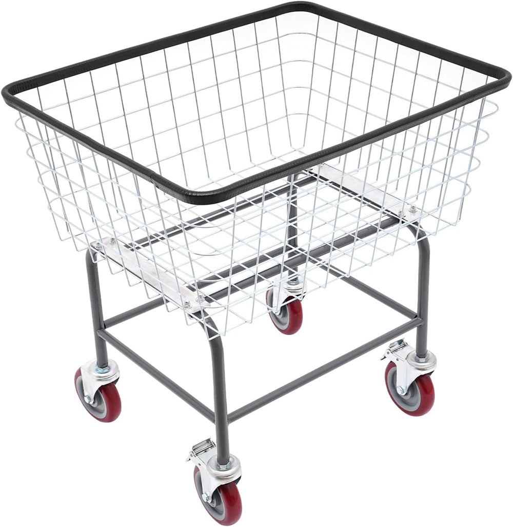 135L Wire Laundry Cart with Wheels - Heavy Duty Commercial Rolling Basket