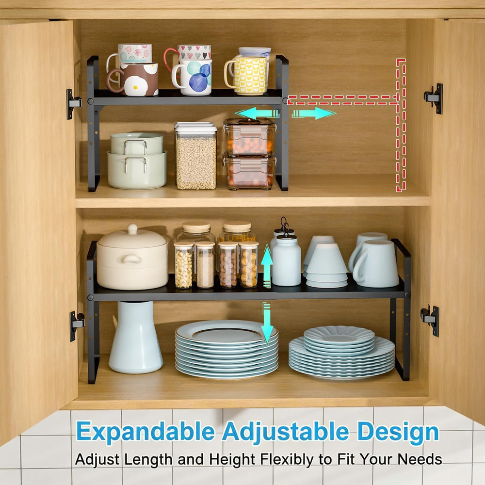 15.5 to 25.5 Inch Kitchen Cabinet Shelf Organizers, Adjustable Kitchen Counte...