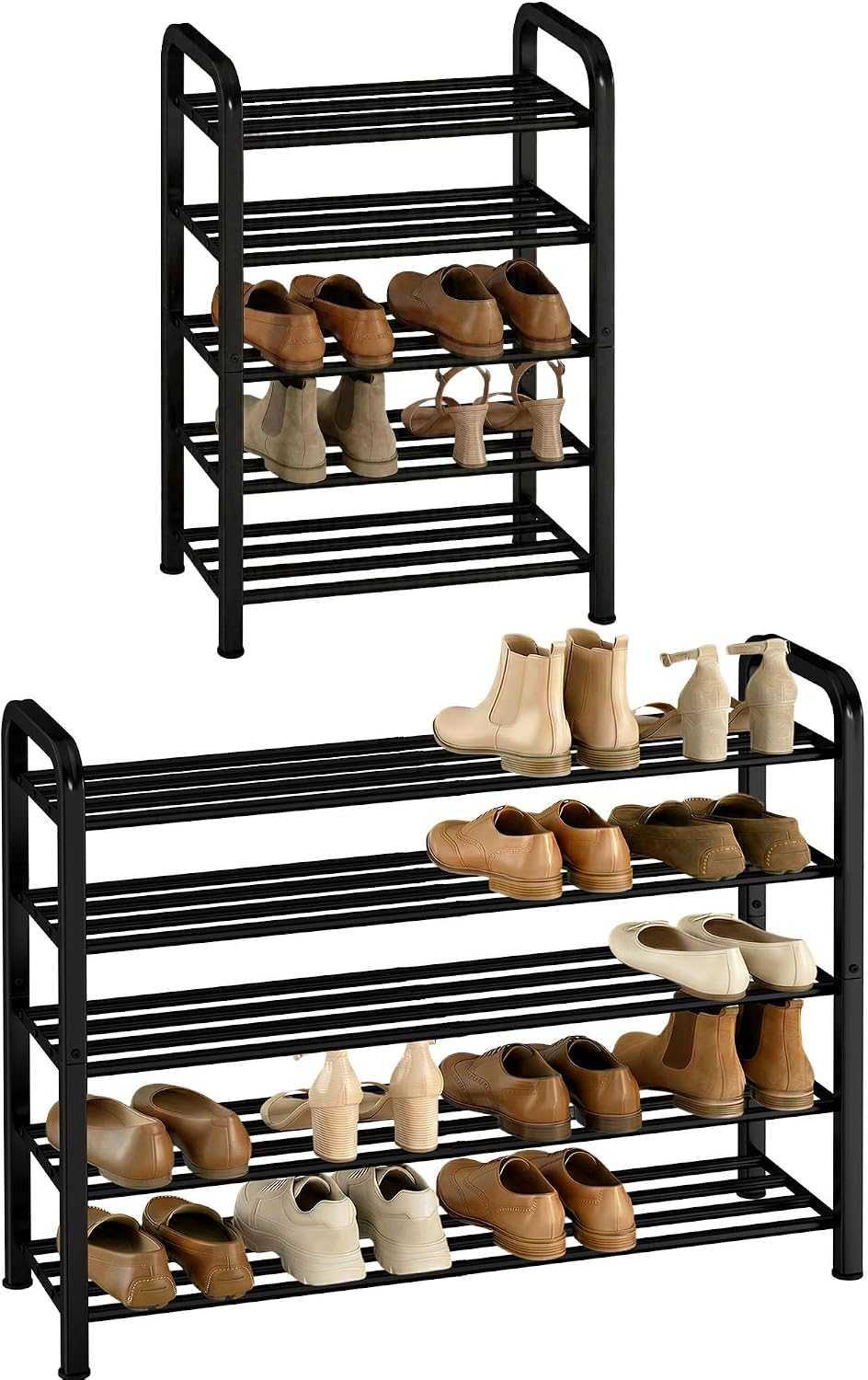 STORAGE MANIAC 5-Tier Expandable Shoe Rack, 20 Pairs Adjustable Shoe Shelf fo...