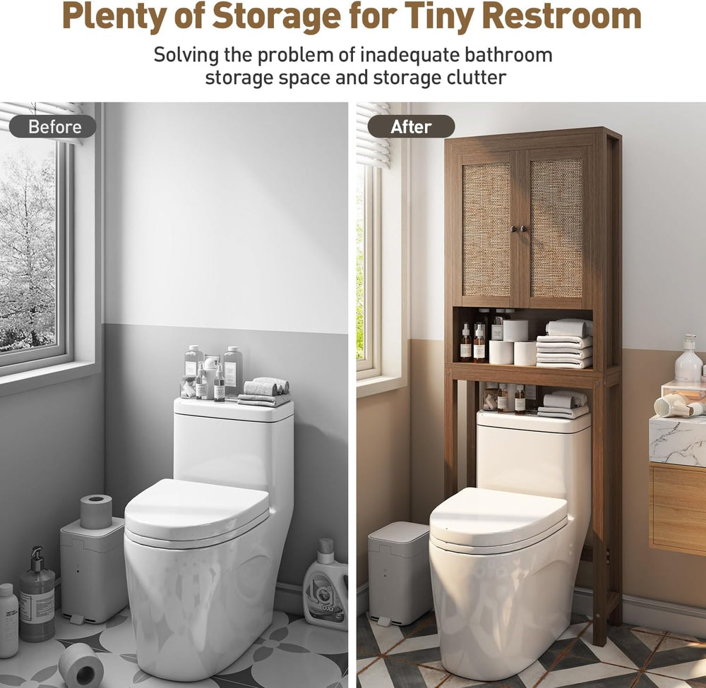 knoworld Rattan Over The Toilet Storage Cabinet, Above Toilet Bathroom Organi...