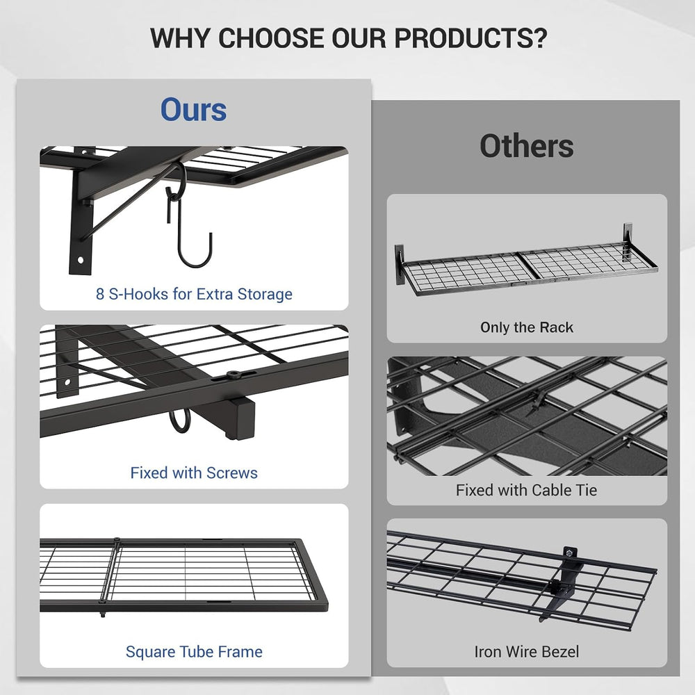 2-Pack 1x4ft Heavy Duty Garage Wall Shelving, 320 lbs Load Capacity, Garage S...