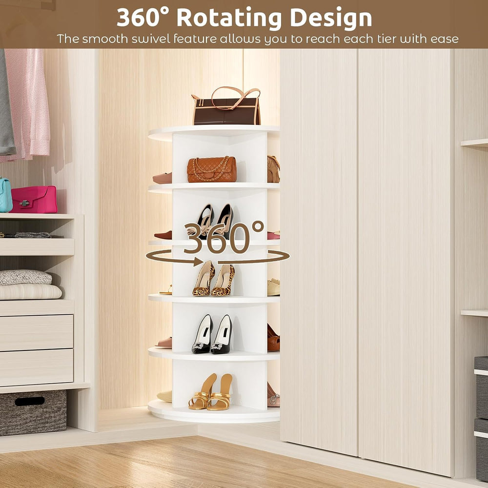 Rotating Shoe Rack 5 Tier Spinning Shoes Organizer Tower for 20-24 Pairs Lazy...