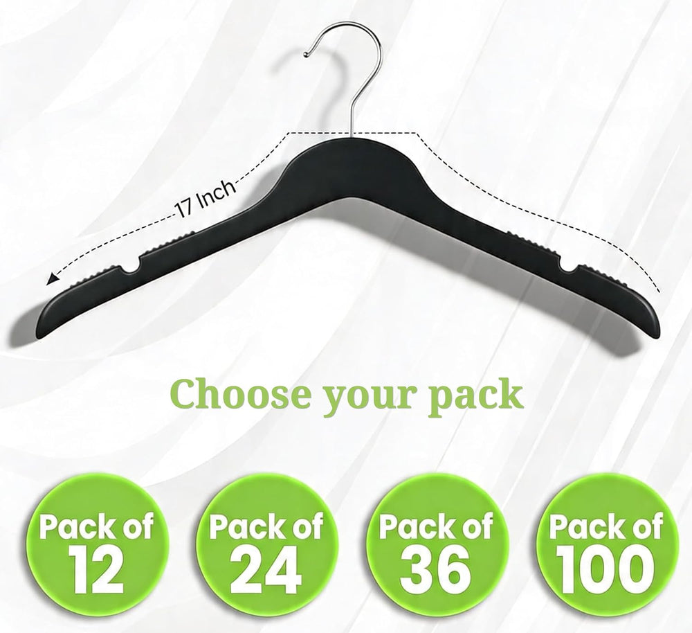 All Hung Up Hangers Slim Plastic Clothes Hangers, Space-Saving Design with No...