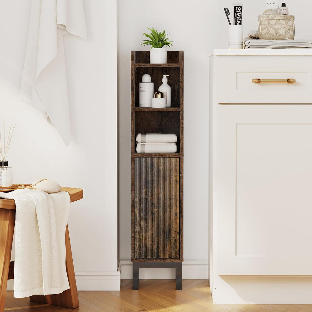FerniTry Small Bathroom Storage Cabinet, Corner Floor Narrow Toilet Paper Cab...