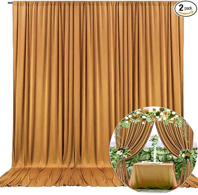 10 x 10 Feet Brown Backdrop Curtain for Partie, Background Curtains for Photo...