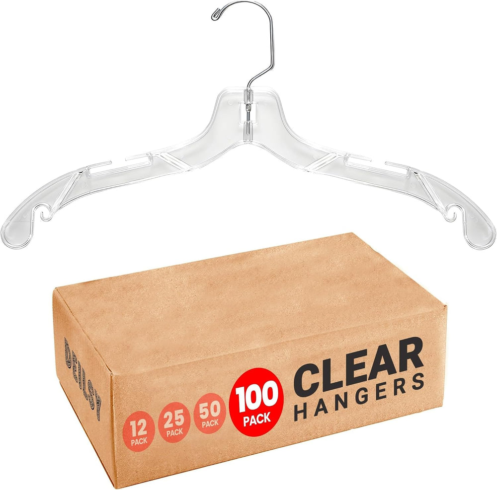 DEILSY™ Clear Plastic Hangers 100 Pack Durable Plastic Shirt Hangers
