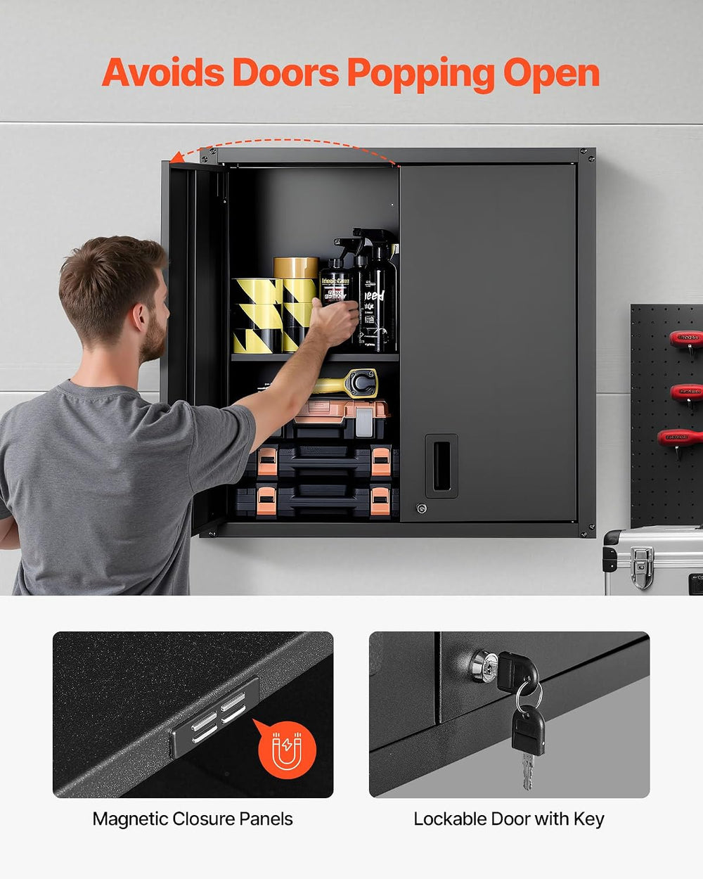 VEVOR Metal Wall Cabinet, 30W x 12.2D x 30H Inch, Steel Floating Hanging Stor...