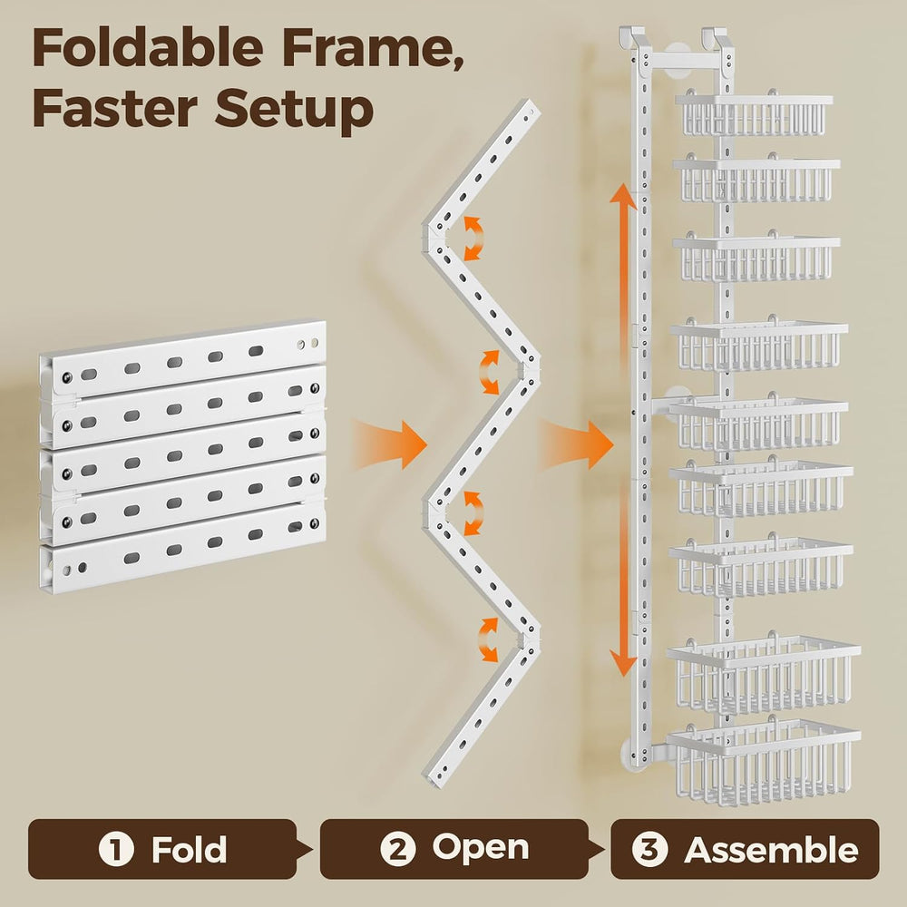 POKIPO 9 Tier Narrow Over The Door Pantry Organizer, 2 in 1 Wall Mount or Han...