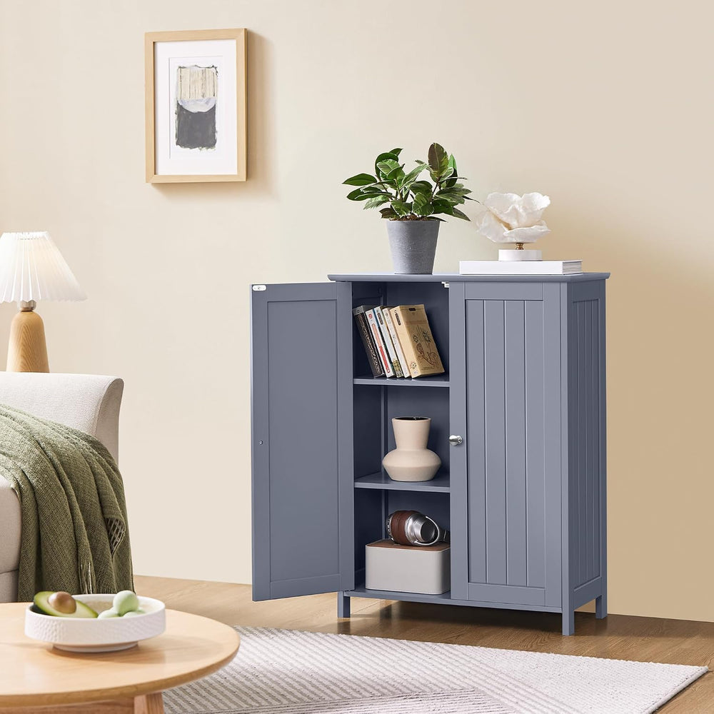 Yaheetech Small Bathroom Storage Cabinet for Towels with 2 Doors, Gray