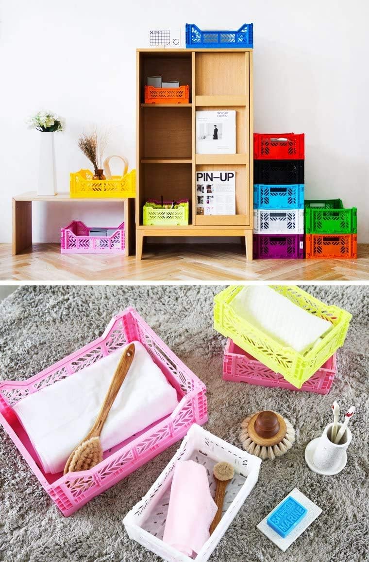 10 x AY-KASA Collapsible Storage Bin Container Basket Tote, Folding Basket Cr...