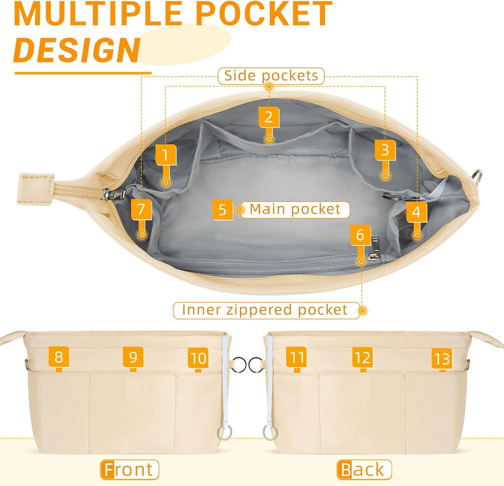 HyFanStr Purse Organizer Insert with Zipped Top for Tote Bag, Handbag Shaper ...