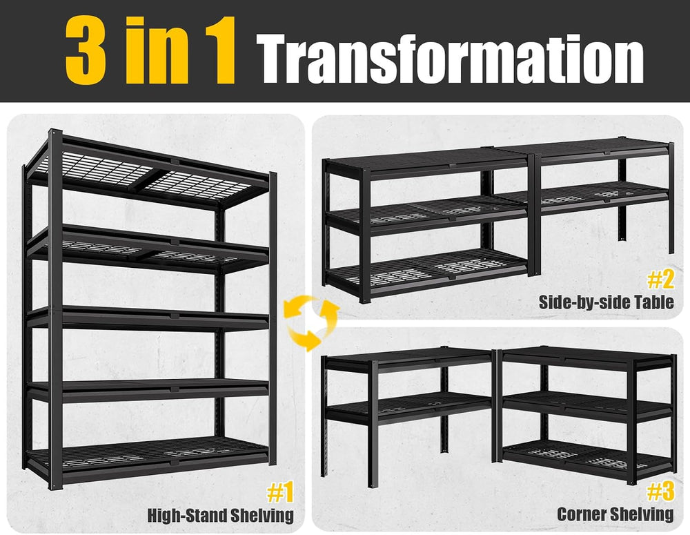 PrimeZone 48" W X 24" D X 72" H 5 Tier Heavy Duty Garage Shelv...