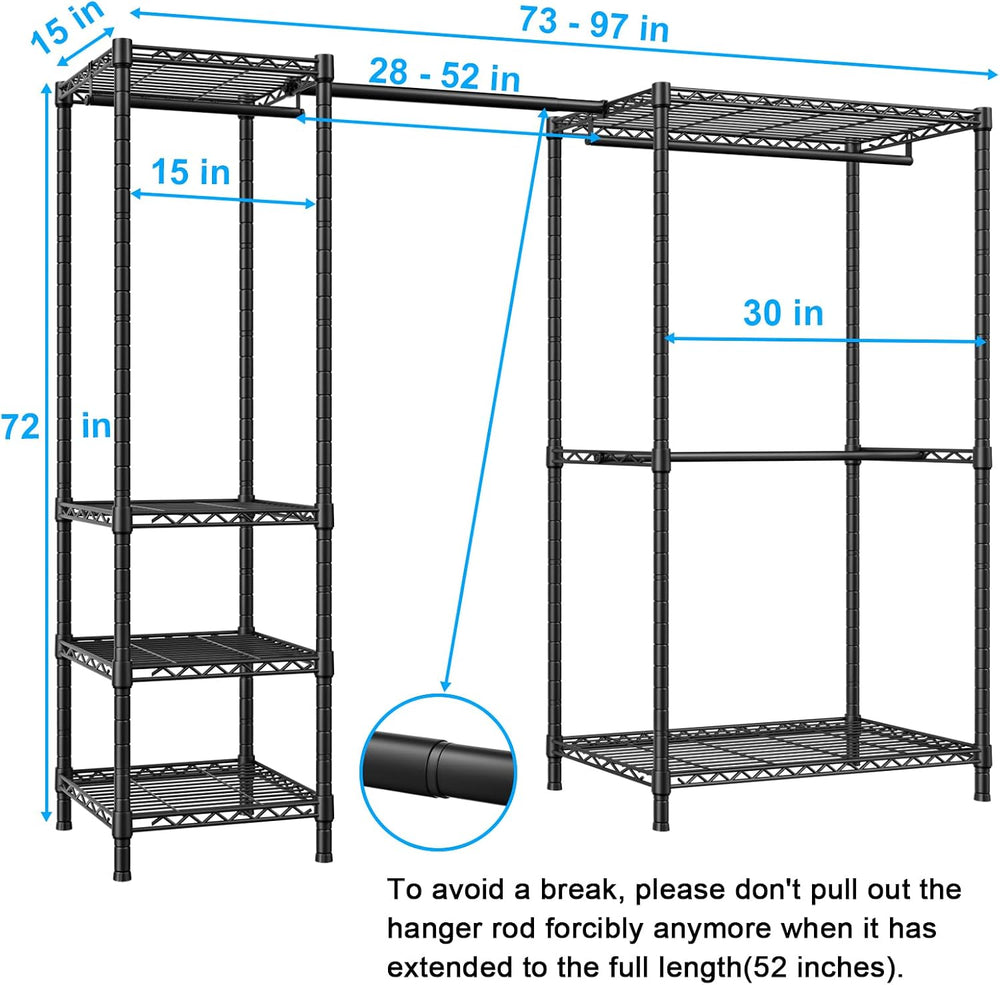 Ulif E10 Clothes Rack(With Stretchable Hanger Rod)Freestanding Clothing Racks...