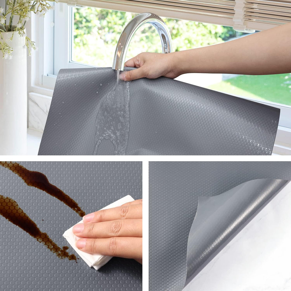 Shelf Liners for Kitchen Cabinets Non Adhensive,Gray 23.6"× 393.7"