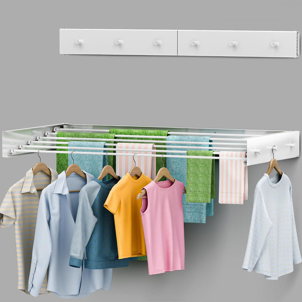 Foldable Wall Mounted Drying Rack 40 inch - Easy to Install Hanging Rack for ...