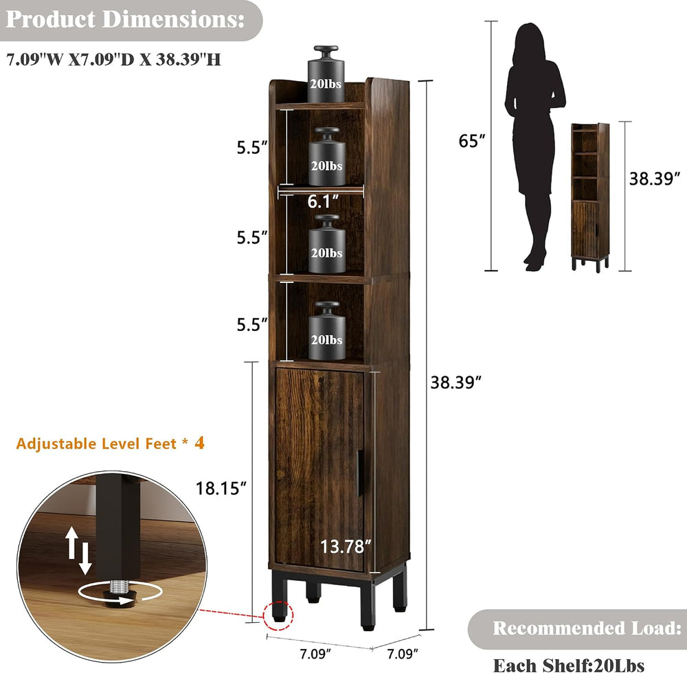 FerniTry Narrow Bathroom Storage Cabinet, Corner Toilet Paper Floor Cabinet 5...