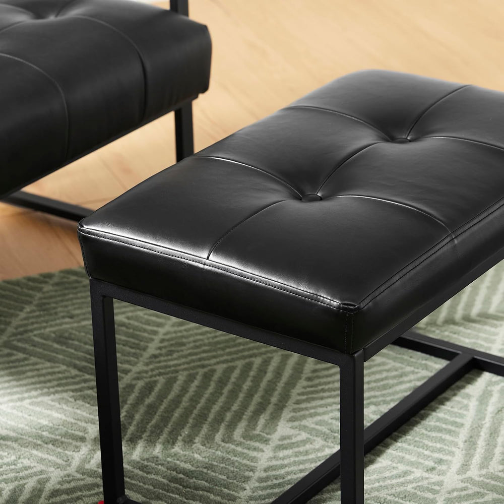 Glitzhome Ottoman Bench, Modern PU Leather Vanity Stools Chairs with Metal Fr...