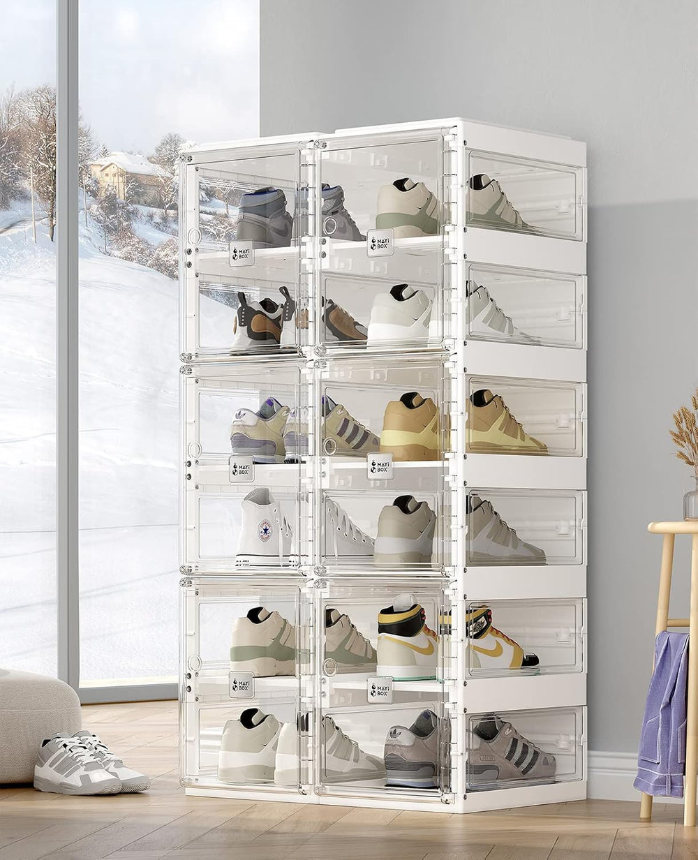 ANTBOX Foldable Shoe Rack,Shoe Organizers for Closet Plastic Shoe Storage Box...