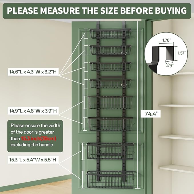 Over The Door Organizer,8-Tier Over The Door Pantry Organizer