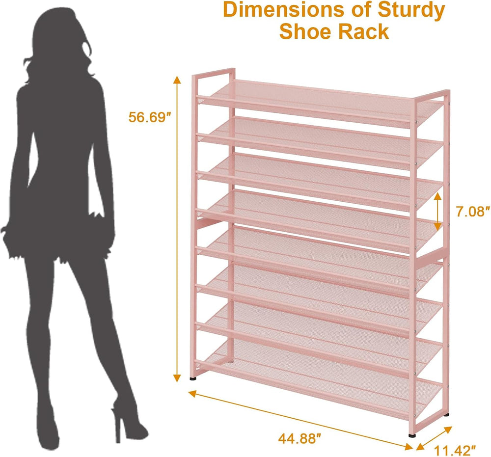 Large Shoe Rack 8 Tier Shoe Organizer, Heavy Duty Metal 4-Tier Stackable Shoe...