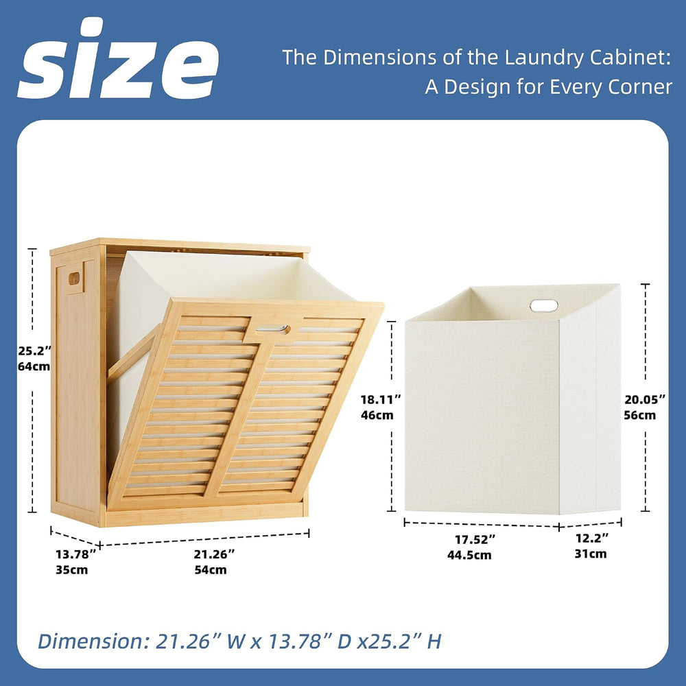 HITNET Tilt Out Laundry Hamper, Bamboo Laundry Cabinet with Hidden Removable ...