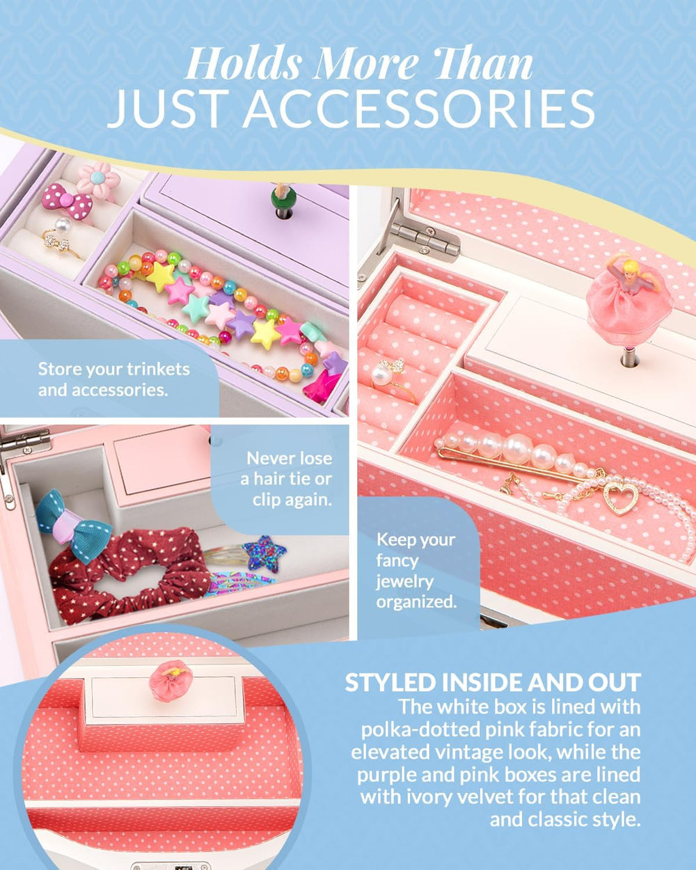 Elle Jewelry Box - Ballerina Jewelry Organizer and Swan Lake Wind-Up Music Bo...