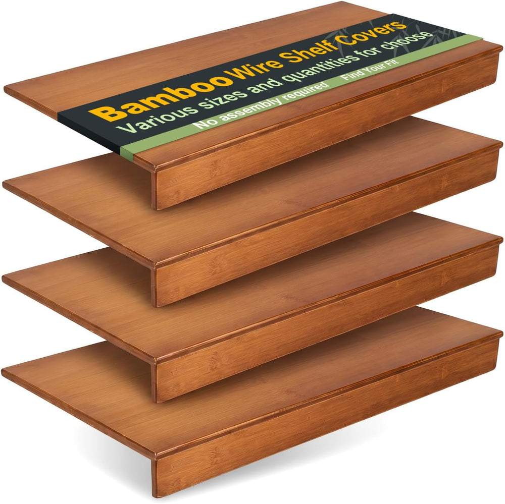 Bamboo Wire Shelf Covers for Wire Shelving, 24" W X 16" D, 4 PCS