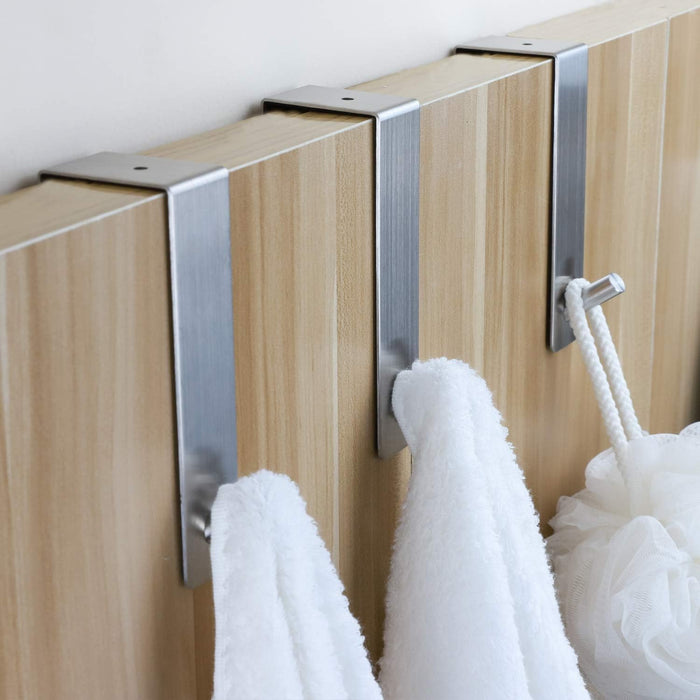 TOGU Over The Door Hook Sus 304 Stainless Steel Heavy Duty Organizer for Coats/Towels/Clothes/Wreath, Suitable for 1-1.7" Thickness Door and 0.05" Door Frame Gap,Brushed Finish,10 Pack