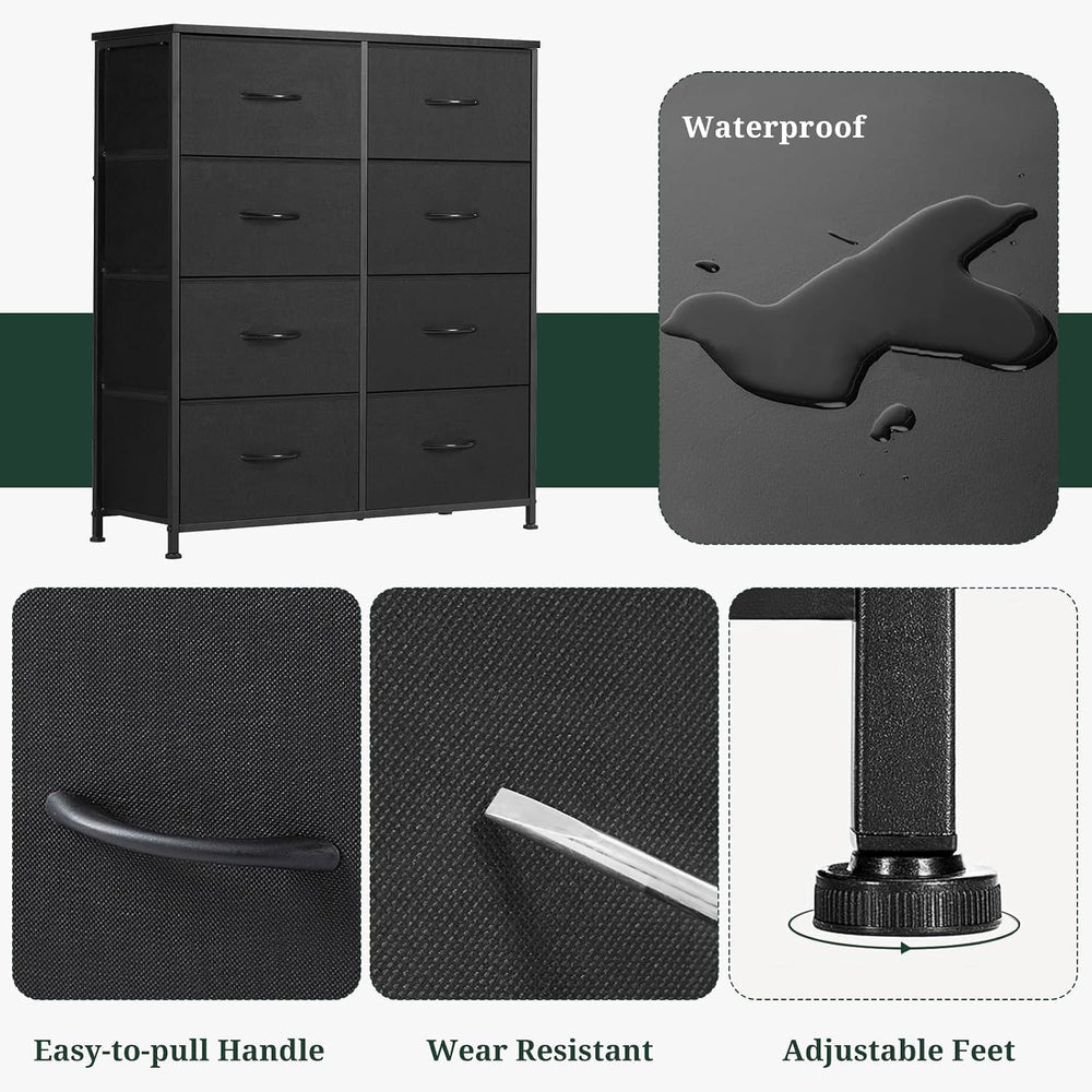 8-Drawer Dresser for Bedroom, Anti-Tip Tall Storage Organizer