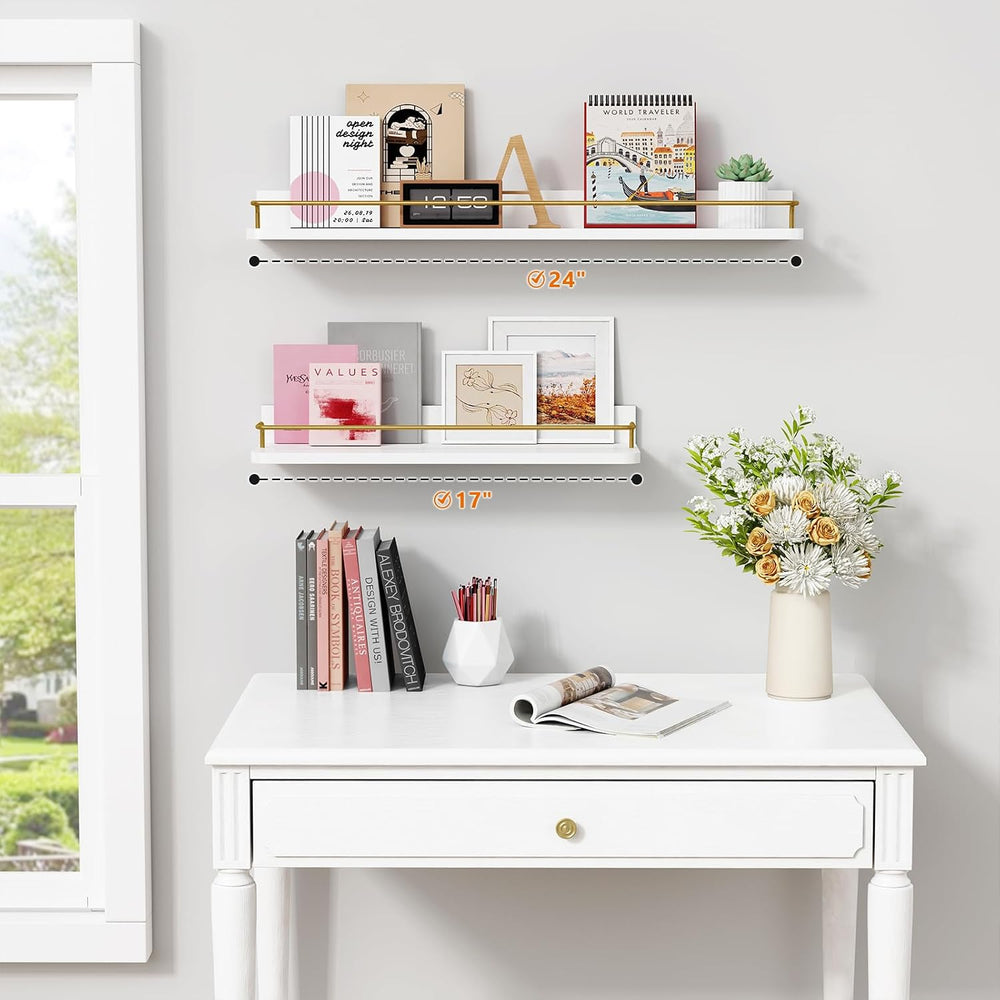Forbena 24 Inch Bathroom Floating Shelves for Wall Set of 3, Gold Bathroom Sh...