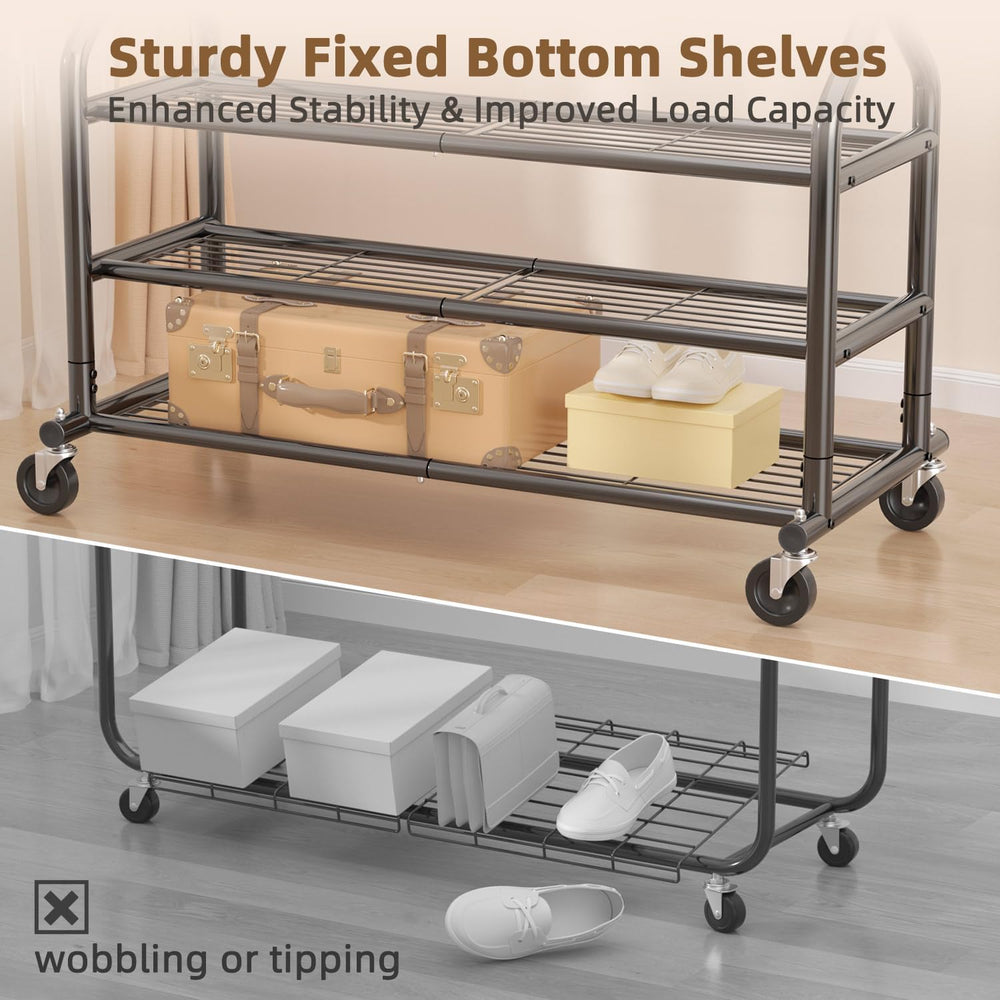 EAGMAK Heavy Duty Clothes Rack Load 556 LBS, Rolling Clothing Rack With 3 She...