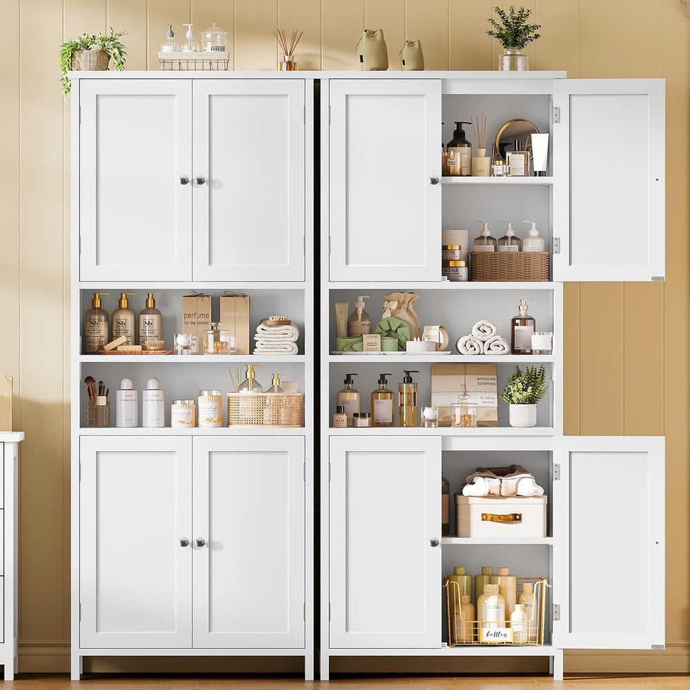 TEENFON 66.9" H Tall Bathroom Storage Cabinet with 4 Doors & 2 Open ...