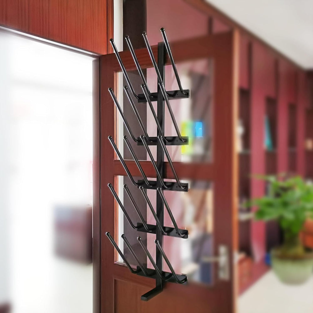12.8X16X55.7" 10 Pairs Boots Shoes Rack 5 Tiers Boots Organizer Black, F...
