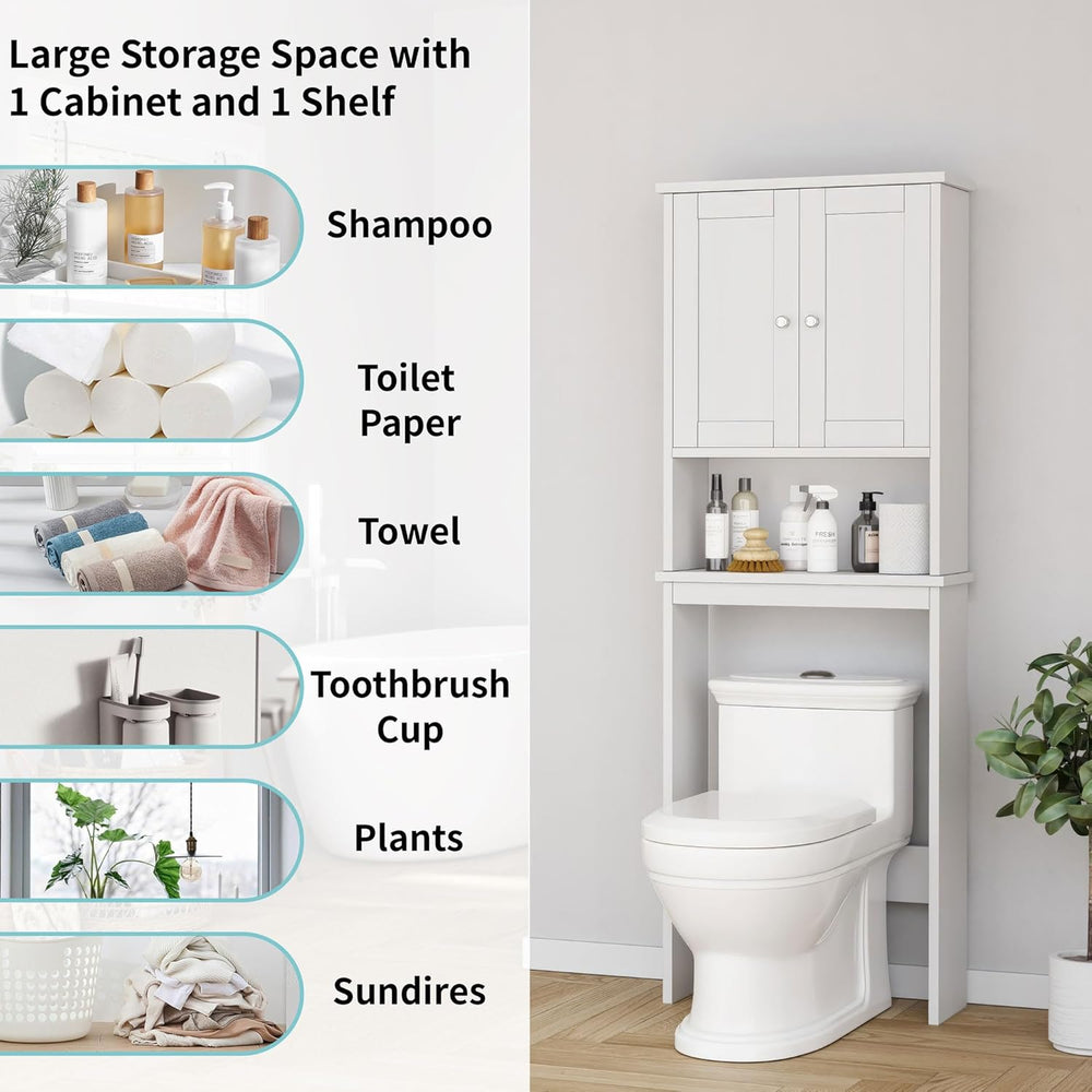 Shintenchi Over the Toilet Storage Cabinet, Bathroom Shelf, White
