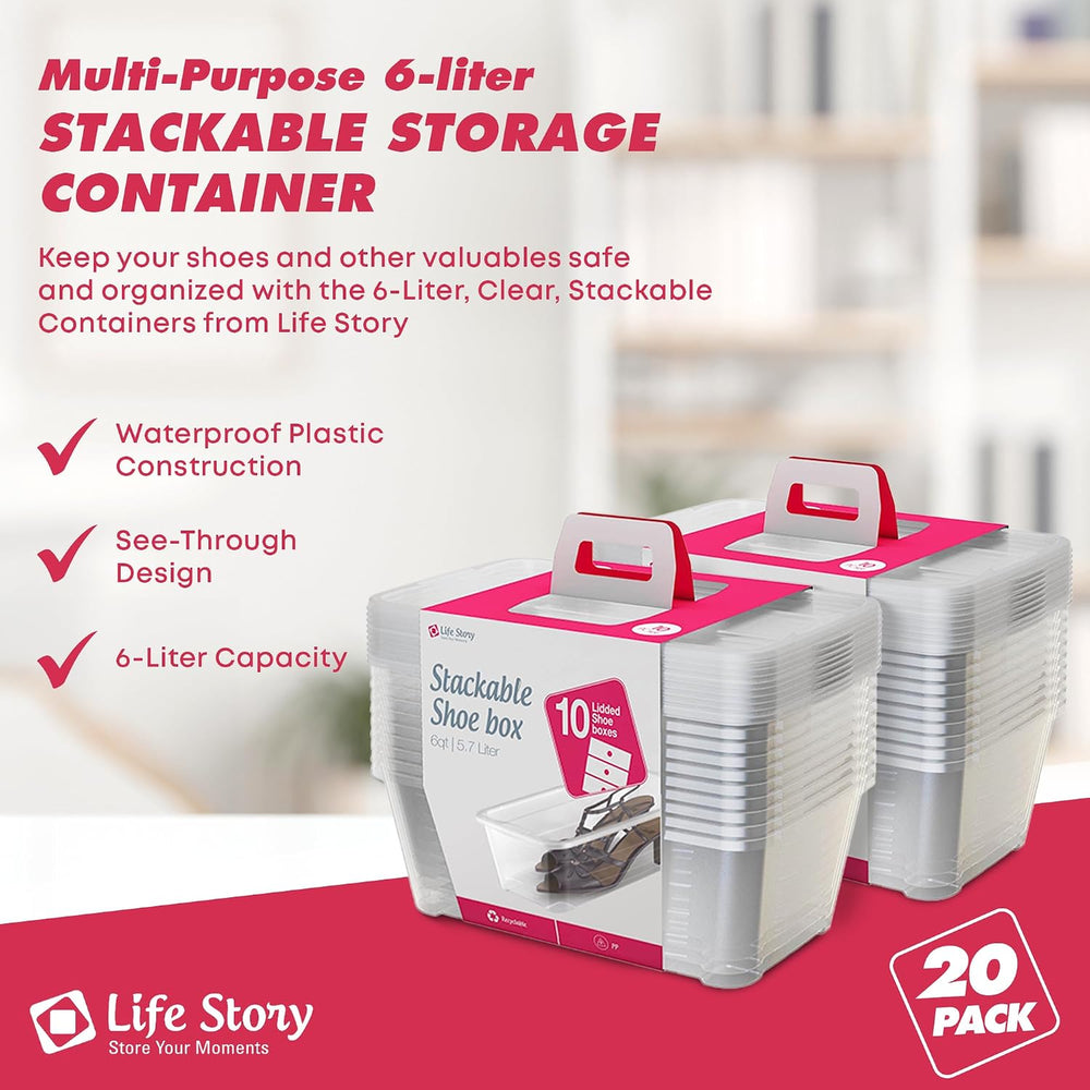 Life Story 20 Pack Plastic Storage Boxes, Stackable Organizer Tote Containers...