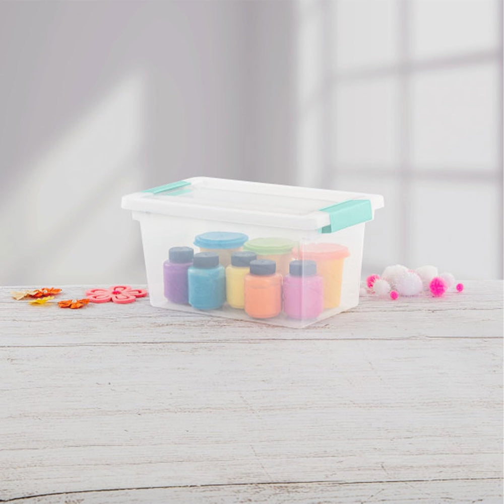 Sterilite 8-Pack Clip Box, Stackable Clear Plastic Bins with Latching Lids, M...
