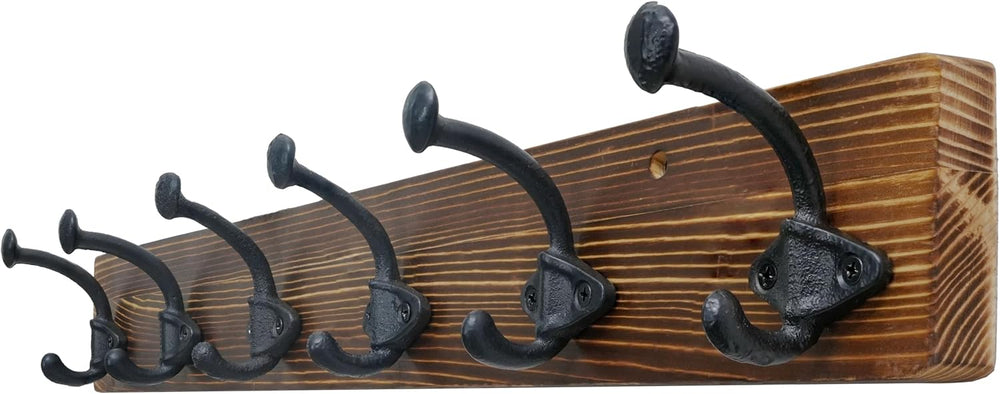 WEBI Rustic Coat Rack Wall Mount,24" Long 6 Cast Iron Coat Hooks Wall Mo...