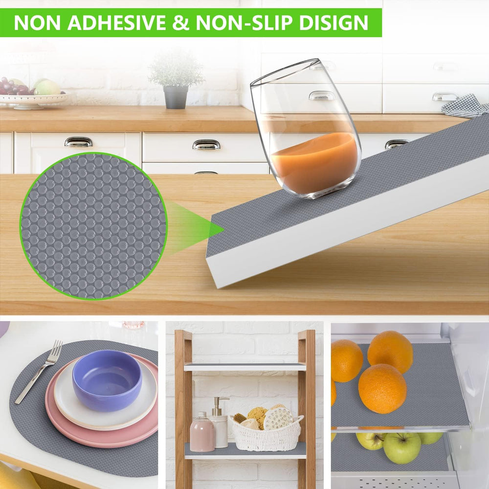 Shelf Liners for Kitchen Cabinets Non Adhensive,Gray 23.6"× 393.7"