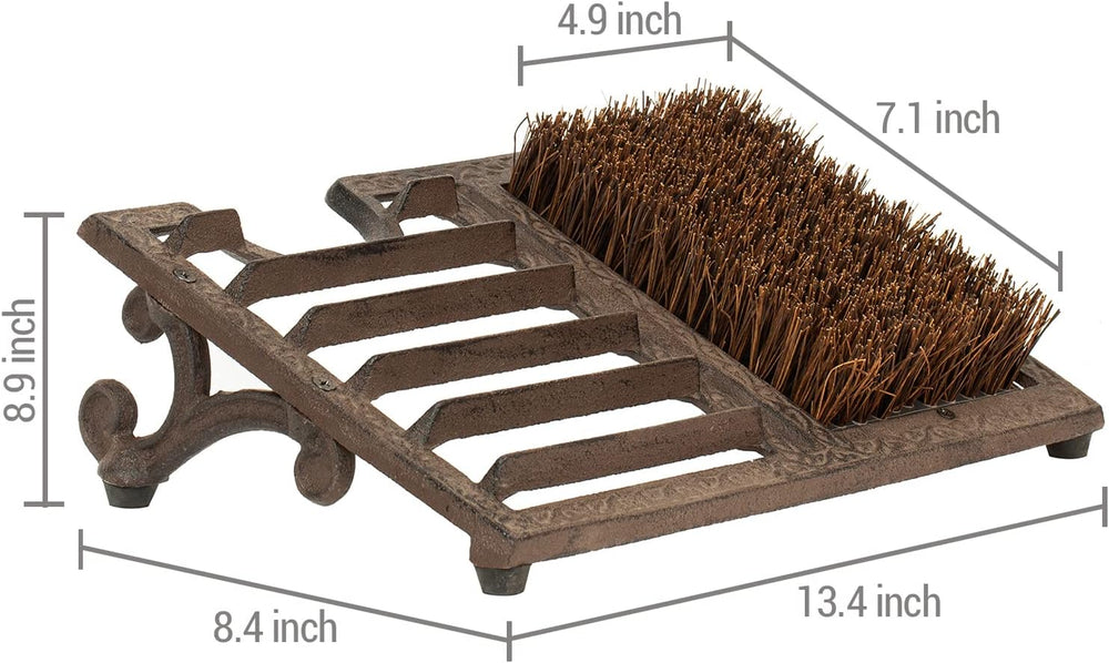 MyGift Boot Brush Scraper Outdoor, Heavy Duty Cast Iron Shoe Scraper Mat, Boo...