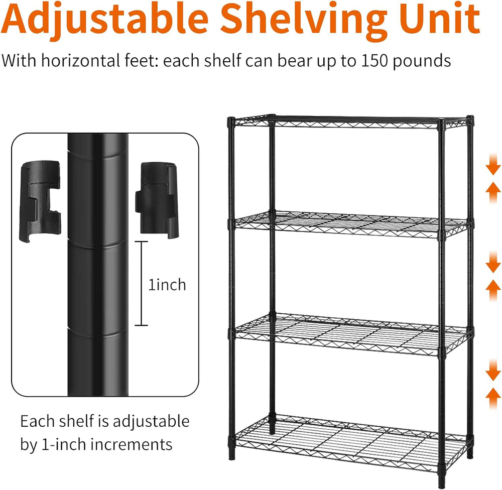 BLKMTY 4-Tier Storage Shelves, Wire Racks, Metal Shelving Unit, Freestanding ...