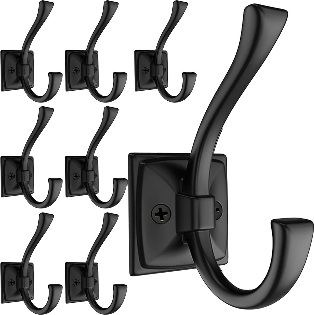 TOFIIGREM 8 Pack Antique Black Coat Hooks for Wall Hanging Hat, Key, Bag, Rob...