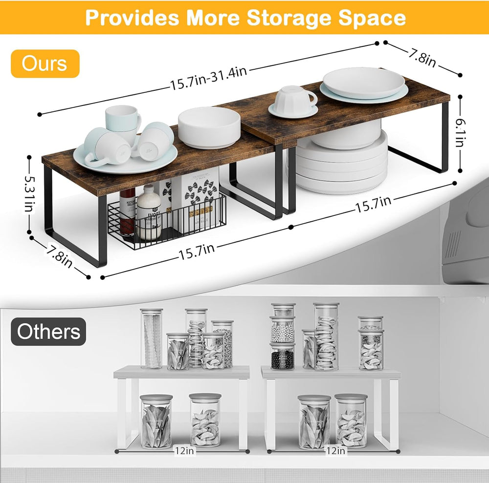 OGEMXU Cabinet Shelf Organizers, 15.7 inches Large Kitchen Counter Shelf, Set...
