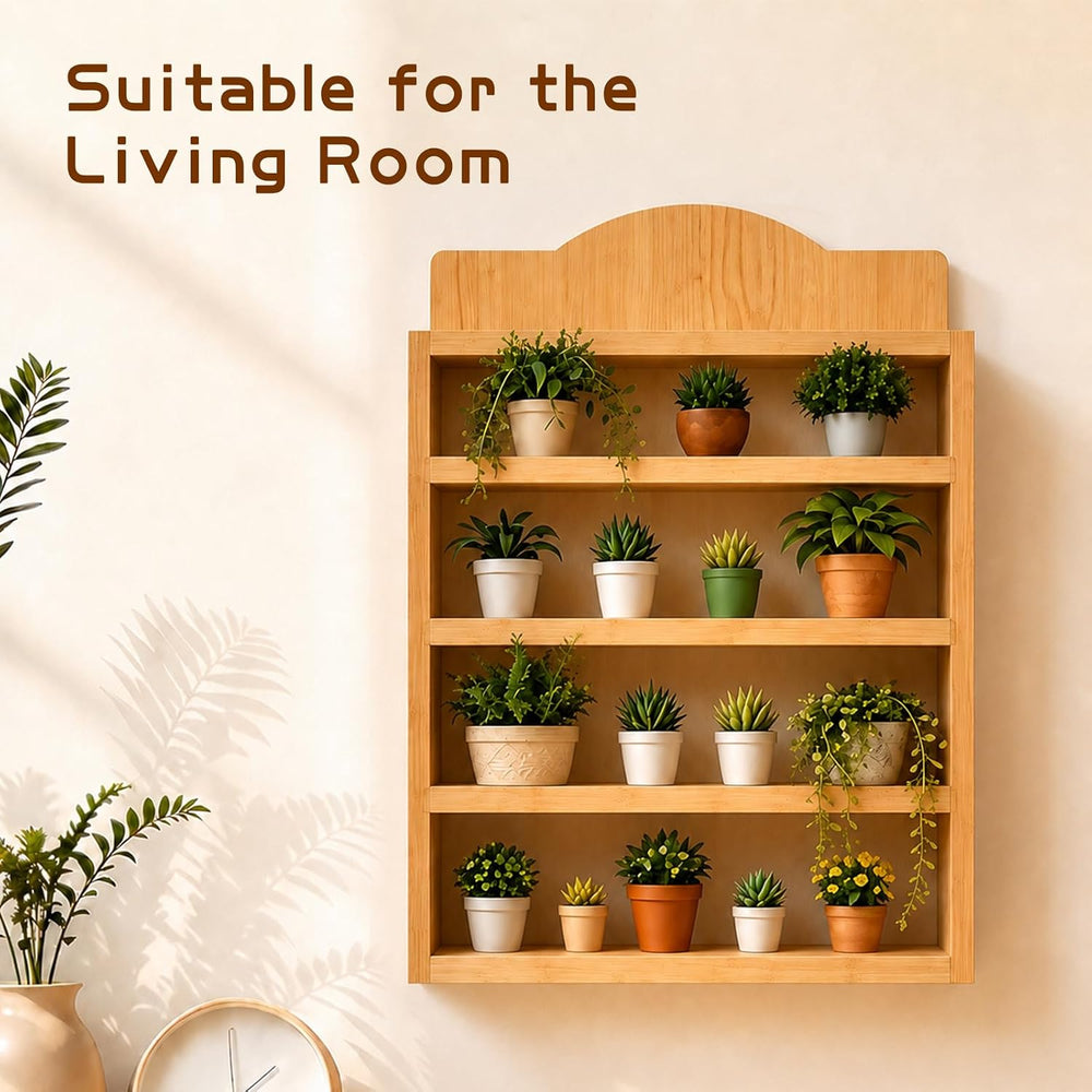Farmhouse Spice Rack Wall Mounted, 4 Tier Wooden Spice Organizer Shelf for 24...