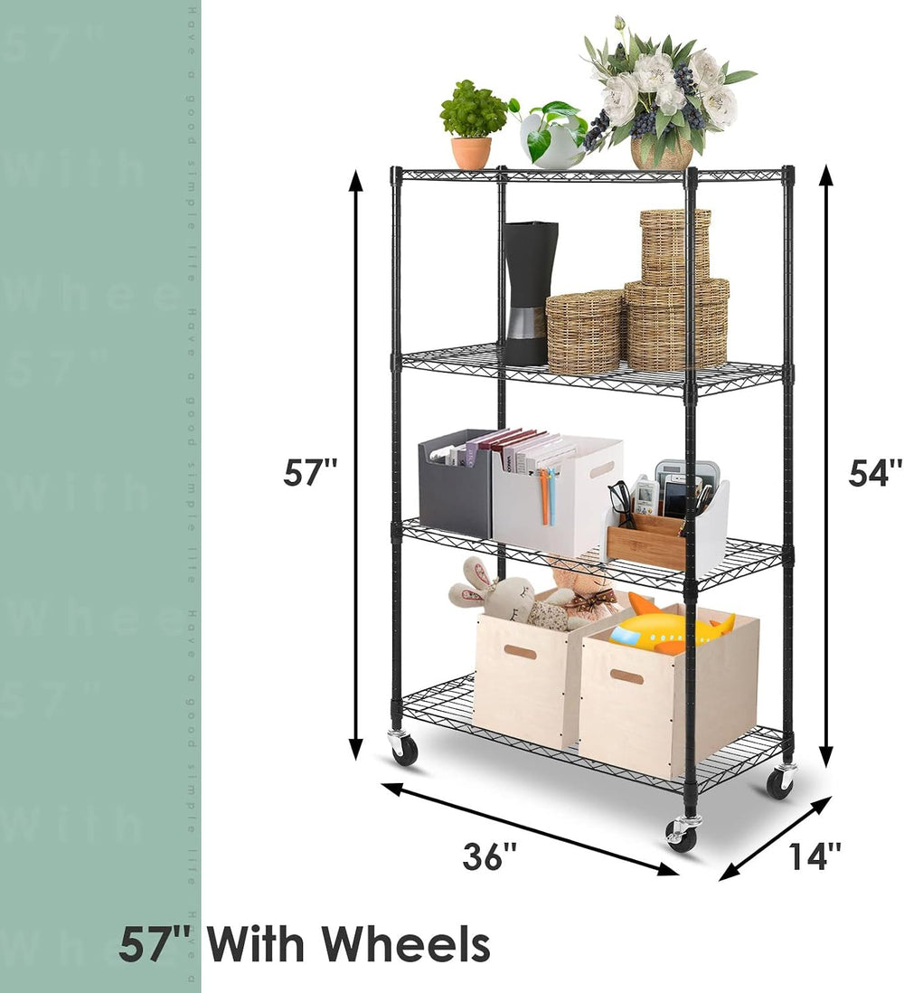 WDT Shelving Storage Units on Wheels Casters, Adjustable Heavy Duty Metal She...