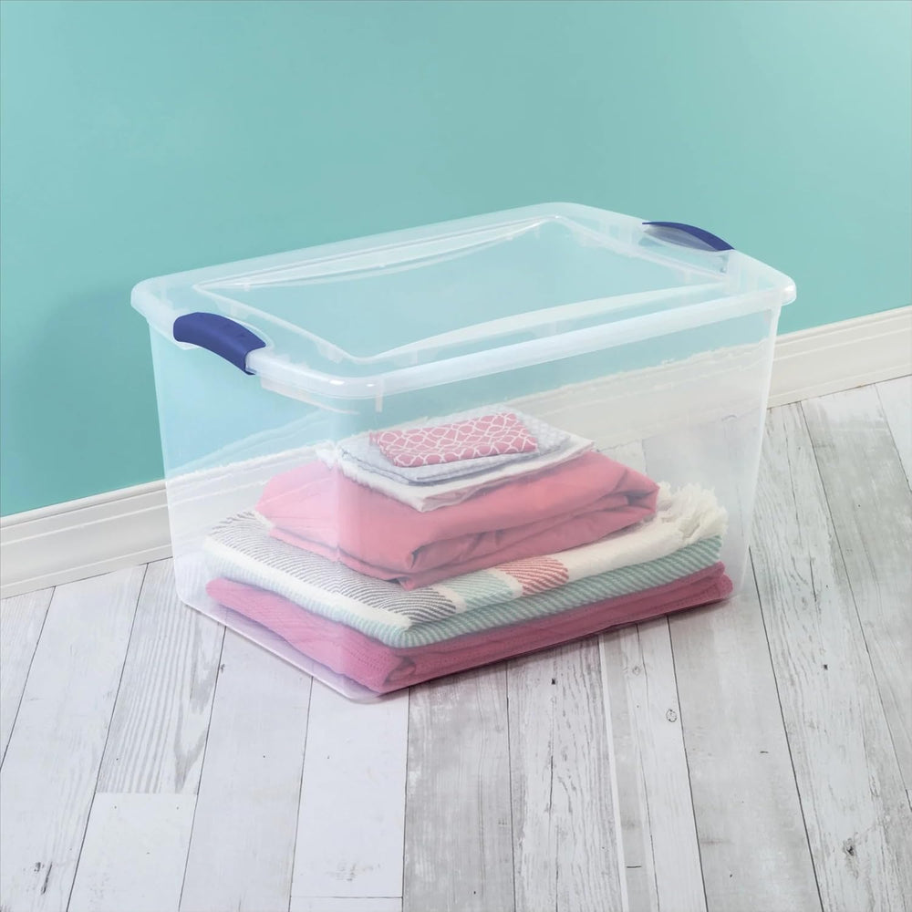 66 Qt Storage Bins 6-Pack, Clear Plastic Containers with Latching Lids