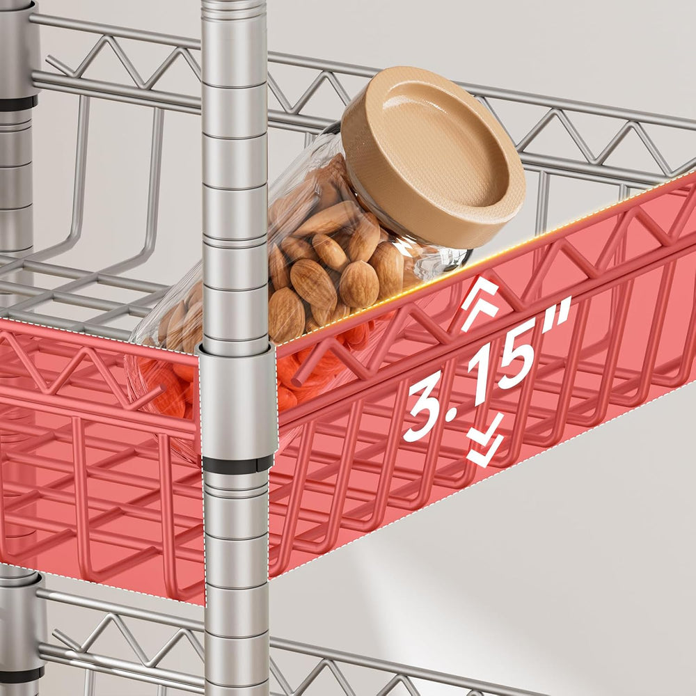 Basket Shelves Closet Rack with Wheels Metal Pantry Wire Shelf Unit